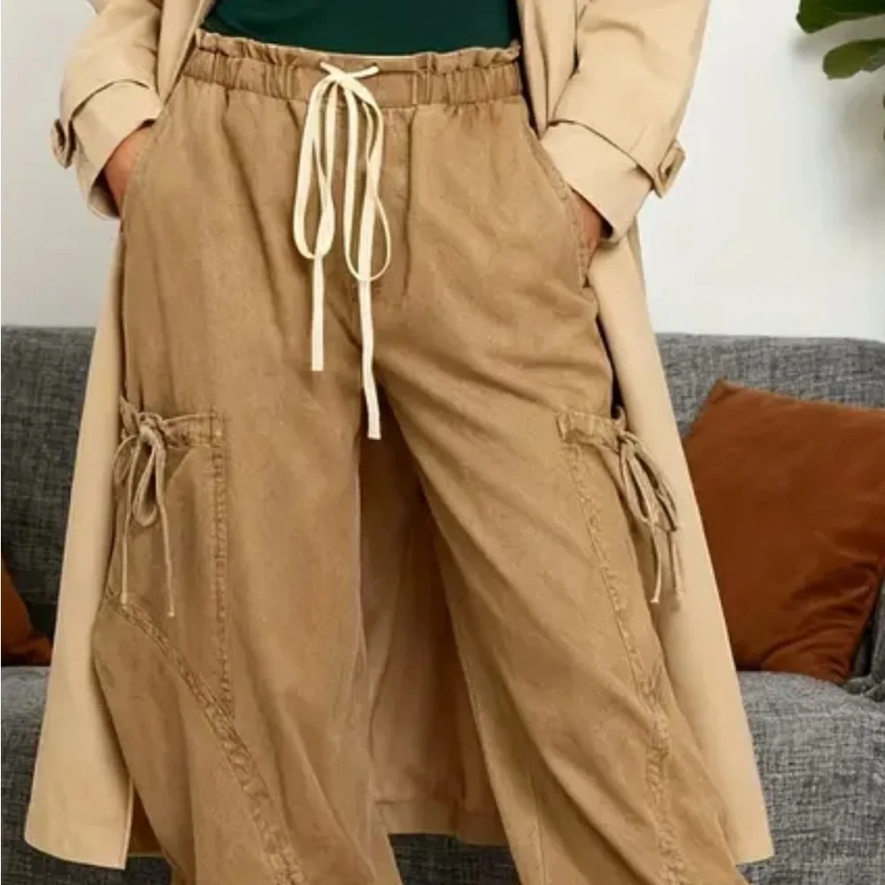 Casual Tan Cargo Pants for Women - Picture 2 of 3